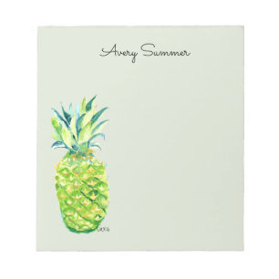 Handbemalte Ananas-Salbei-Einkaufsliste Notizblock