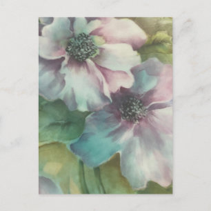 Handbemalte Anemonen Kunstpostkarte   Pastell Blum Postkarte