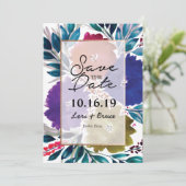 Handbemalte Aquarell-Blume Save the Date (Stehend Vorderseite)