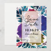 Handbemalte Aquarell-Blume Save the Date (Vorne/Hinten)
