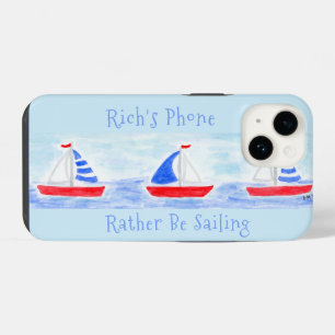 Handbemalte Aquarell-Segelboote Lieber Segeln iPhone 14 Hülle