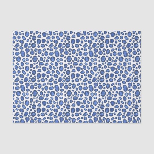 Handbemalte blaue und weiße Leopardendrucke Seidenpapier (Vorderseite)