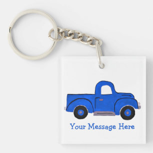 Handbemalte Blue Truck Design Mehrzweck-Tasche Schlüsselanhänger