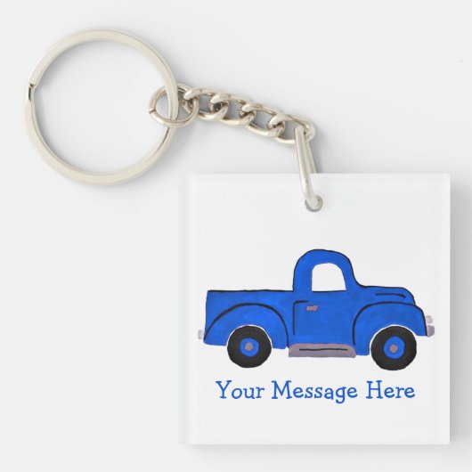 Handbemalte Blue Truck Design Mehrzweck-Tasche Schlüsselanhänger (Vorderseite)