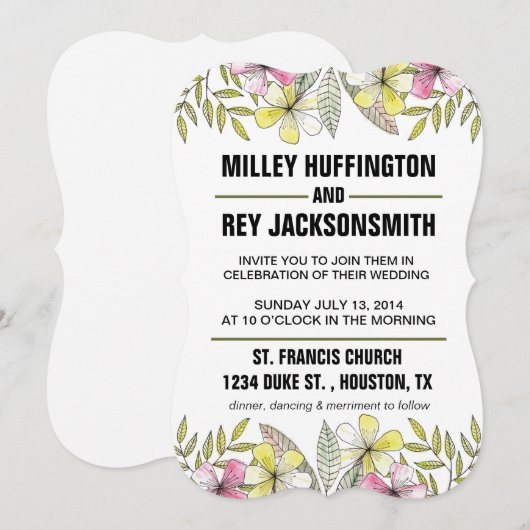 handbemalte Blume Einladung (Vorne/Hinten)