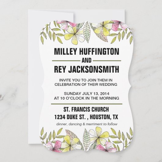 handbemalte Blume Einladung (Vorderseite)