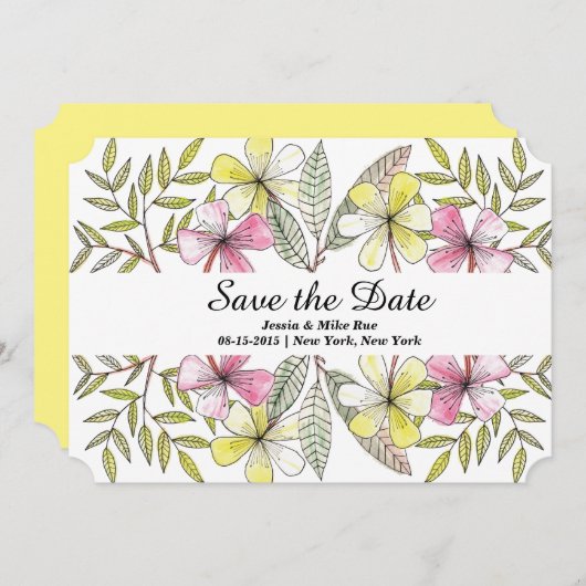 handbemalte Blume Save The Date (Vorne/Hinten)