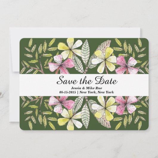 handbemalte Blume Save The Date (Vorderseite)