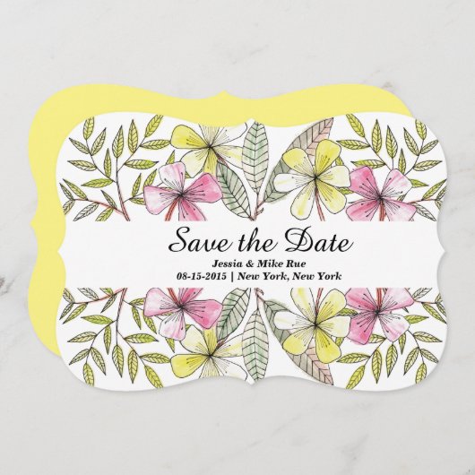 handbemalte Blume Save The Date (Vorne/Hinten)