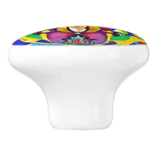 Handbemalte Blume und Juwelen inspiriert Muster Keramikknauf (Seitenansicht)