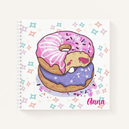 Handbemalte Donut Monogramm Rosa Lila Süß Notizblock