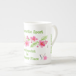 Handbemalte Kirschblüten-Hobby-Sport-Nadelspitze Porzellantasse