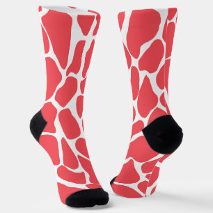 Handbemalte korallenrote und weiße Giraffenflecken Socken
