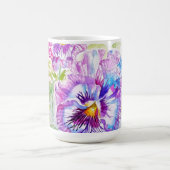 Handbemalte lila Stiefmütterchen Blumen floraler L Kaffeetasse (Mittel)