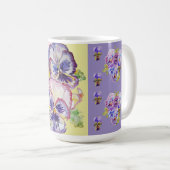 Handbemalte lila Stiefmütterchen Blumen Latte-Mug Kaffeetasse (VorderseiteRechts)