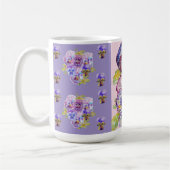 Handbemalte lila Stiefmütterchen Blumen Latte-Mug Kaffeetasse (Links)