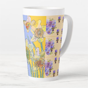 Handbemalte lila Stiefmütterchen Blumen Latte-Mug Milchtasse