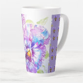 Handbemalte lila Stiefmütterchen Blumen Latte-Mug Milchtasse (Rechte Ecke)