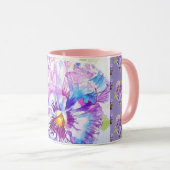Handbemalte lila Stiefmütterchen Stiefmütterchen B Tasse (VorderseiteRechts)