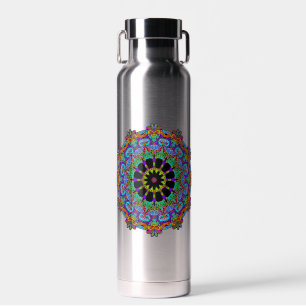 Handbemalte Mandala-Uhrzifferblatt 24 Trinkflasche