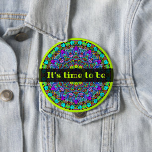 Handbemalte Mandala-Uhrzifferblatt 4 Button