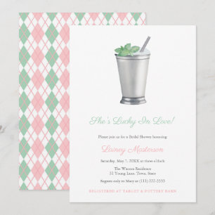 Handbemalte Mint Julep Argyle Derby Brautparty Einladung