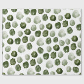 Handbemalte Moosgrüne Wasserfarbtupfen Geschenkpapier (Flach)