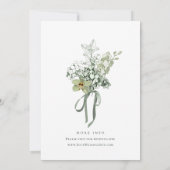 Handbemalte Salbei-grüne Orchideen Hochzeitseinlad Einladung (Rückseite)