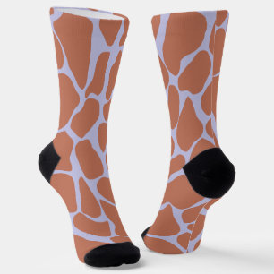 Handbemalte Terrakotta-Lavendel-Giraffen-Druck Socken