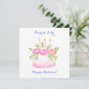 Handbemalte Wasserfarben-Blumen-GEBURTSTAGS-TORTE-