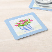 Handbemalte Wasserfarbentücher, Blauer Streifen-Pi Untersetzer (angewinkelt)