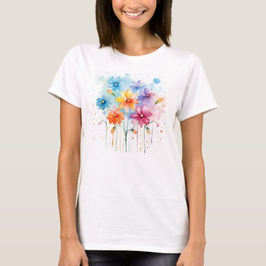 Handbemalte Wildblumen T-Shirt (Vorderseite)