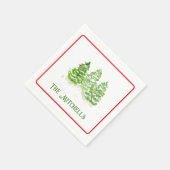 Handbemalte Winterbäume PERSONALISIERE NAME Serviette (Ecke)