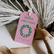 Handbemalter Kranz in Rosa und Grün, Weihnachten, 