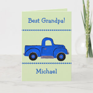 Handbemalter Lastwagen im Vintage-Look in Blau NAM Karte