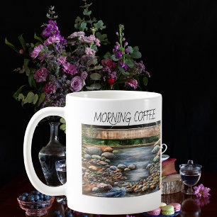 Handbemalter Morgenkaffee am Bach Personalisiere Kaffeetasse