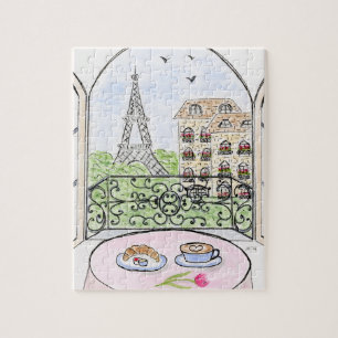 Handbemalter Paris und Eiffelturm mit skurrilen El Puzzle