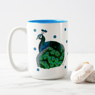 Handbemalter Pfauenbecher Zweifarbige Tasse