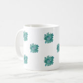 Handbemalter Türkisfarbener Blumen Kunstbecher Kaffeetasse (Vorderseite Links)