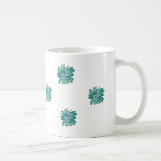 Handbemalter Türkisfarbener Blumen Kunstbecher Kaffeetasse (Rechts)