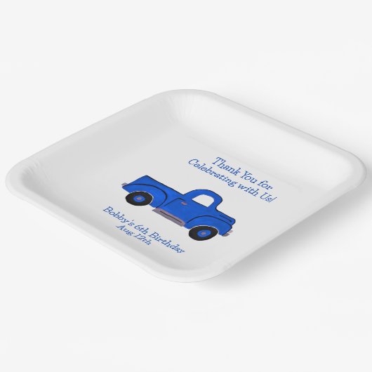 Handbemalter Vintager Lastwagen Pappteller (Gewinkelt)