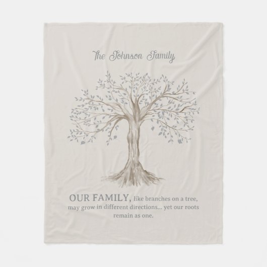 Handbemalterer Baum mit maßgeschneidertem Familien Fleecedecke (Vorderseite)