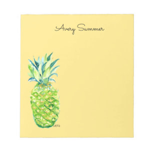 Handbemaltes Ananas-Gelb-Einkaufszettel Notizblock