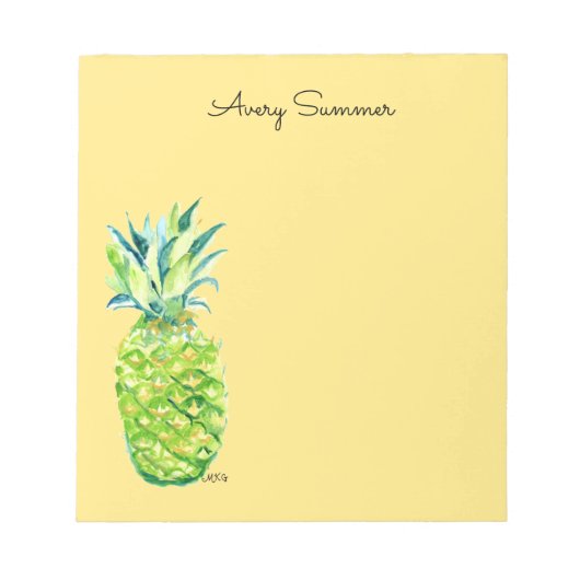 Handbemaltes Ananas-Gelb-Einkaufszettel Notizblock (Vorderseite)
