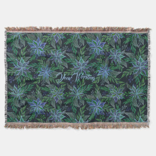 Handbemaltes Blumenblau Nahtloses Muster Decke