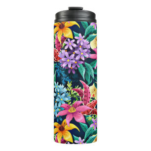 Handbemaltes exotisches Blumenmuster-23001 Thermosbecher