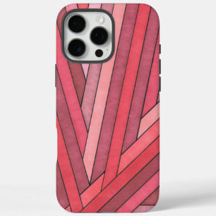 Handbemaltes rotes geometrisches Streifendesign iPhone 16 Pro Max Hülle
