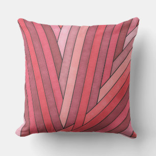 Handbemaltes rotes geometrisches Streifendesign Kissen