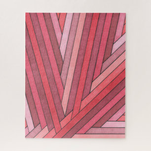 Handbemaltes rotes geometrisches Streifendesign Puzzle