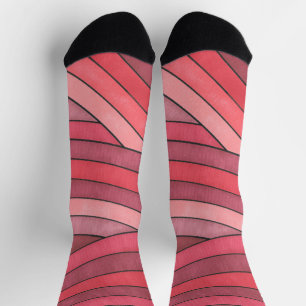 Handbemaltes rotes geometrisches Streifendesign Socken